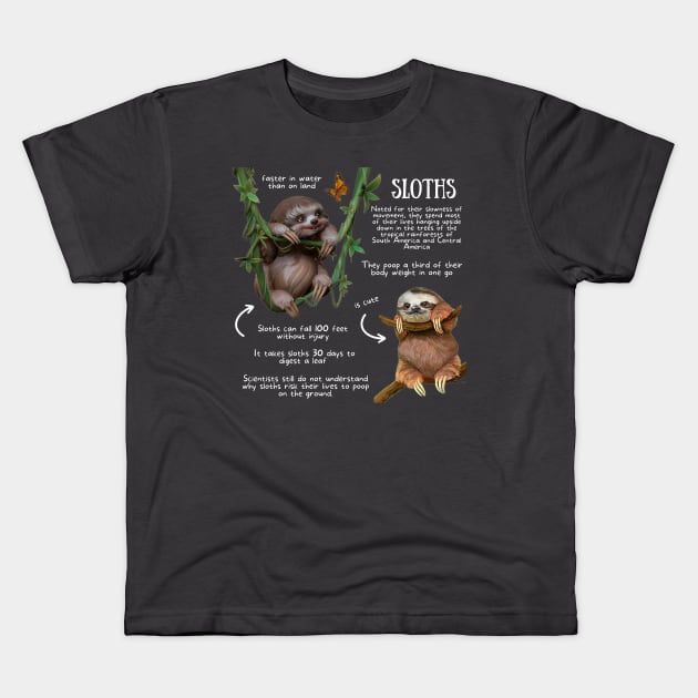 Animal Facts - Sloth Kids T-Shirt by Animal Facts and Trivias